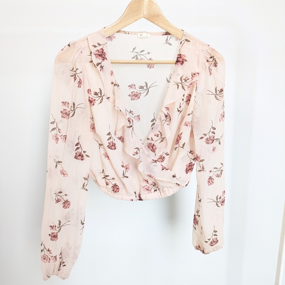 Garage Floral Wrap Blouse - Light Pink